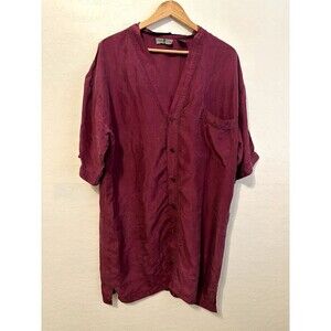 Vintage Robert Stock Womans 100% Silk Button Up Tunic Top Size M Lagenlook Artsy